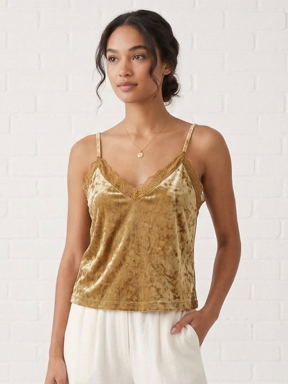 Forever 21 Tank Gold Velvet Lace Y2K Goth Whimsigoth Fairy L